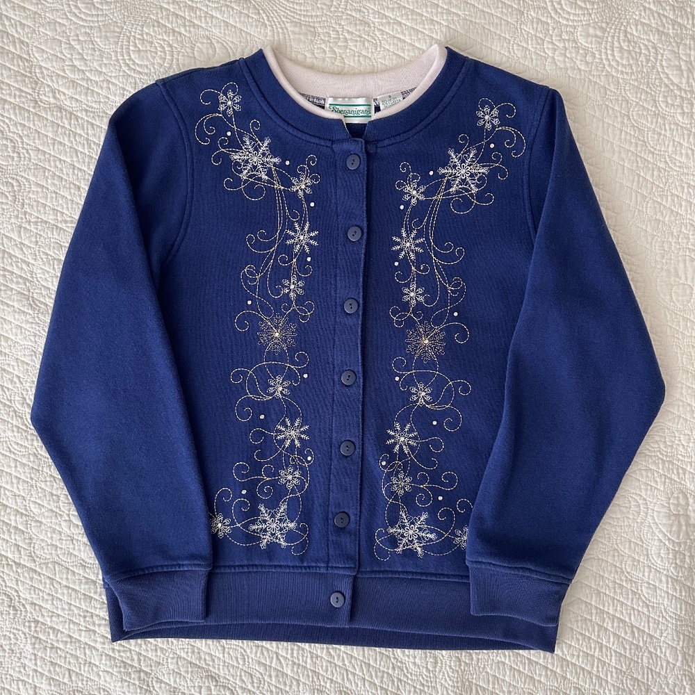 Vintage Shenanigans Winter Embroidered Cardigan Sweatshirt Cottage Core Women’s